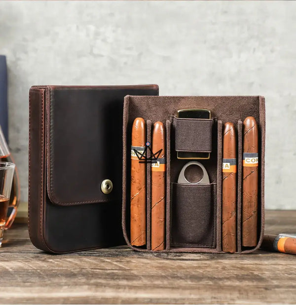Étui à cigares en cuir personnalisable - Voyageur Quad - - etui cigare personnalisable - Cadeau, Noël, Anniversaire, Original, Fête des pères, fête des mères - Atelier Atypique