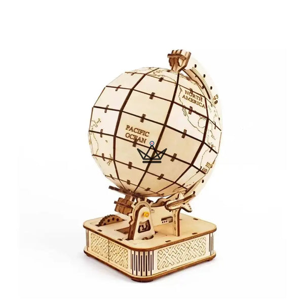 Puzzle 3D en bois globe terrestre sur socle à construire - MÉRIDIEN