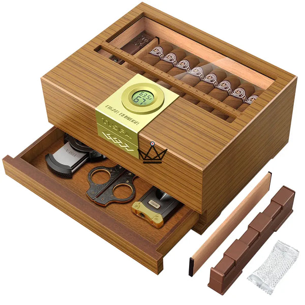 Horizon Edition Humidor — Spanish cedar, glass top, drawer, Onyx or Natural – 7/10