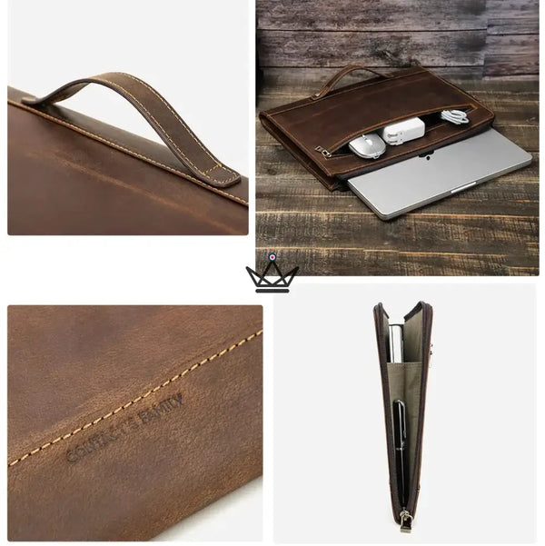 Personalisierbare MacBook-Hülle 13" und 14" aus Leder — Voyageur TRAVERSÉE – 6/15