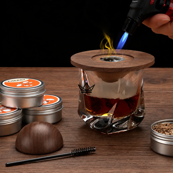 Cocktail-Räucherset für Raucharomen — SMOKER, Saturn / Nussbaum (Dunkles Holz)