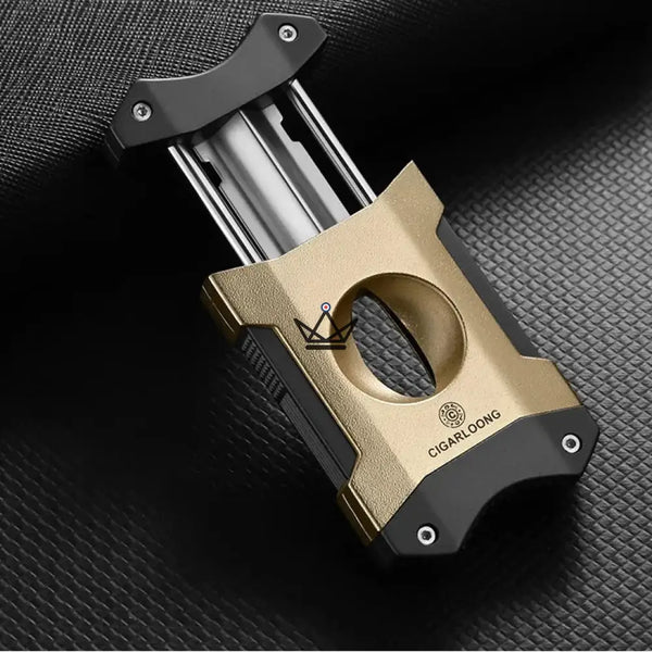 2-in-1 V-shaped cigar cutter with cigar rest, gift set — AZZURRO ORIGINAL – 5/15