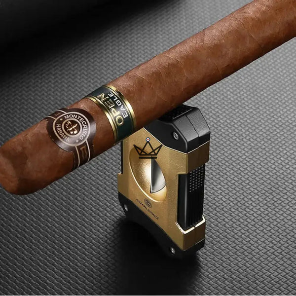 2-in-1 V-shaped cigar cutter with cigar rest, gift set — AZZURRO ORIGINAL – 2/15