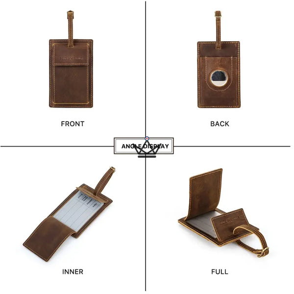 Étiquette bagage en cuir personnalisable avec porte-AirTag — Voyageur BALISE – 5/10