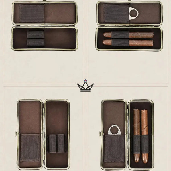 Étui 2 cigares en cuir personnalisable avec fermoir — Voyageur ÉCRIN – 11/12