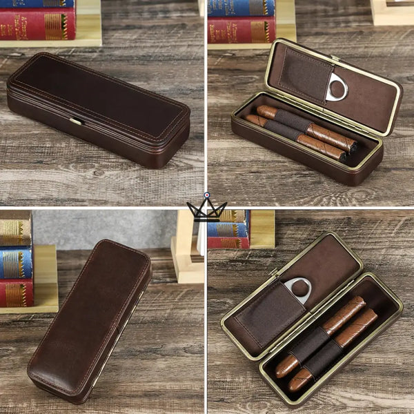 Étui 2 cigares en cuir personnalisable avec fermoir — Voyageur ÉCRIN – 6/12