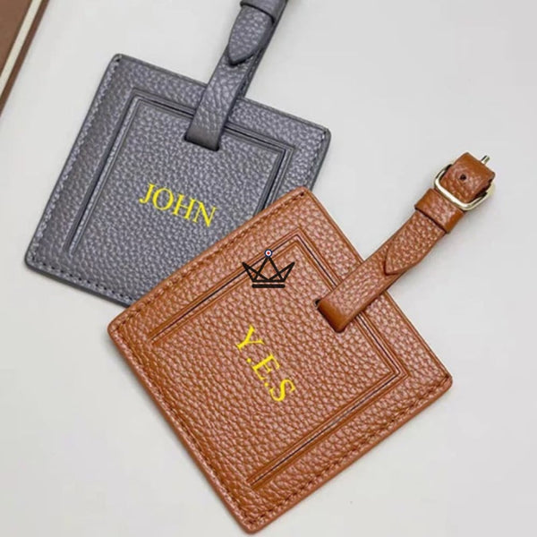 Étiquette Bagage Cuir personnalisable – Voyageur Crest