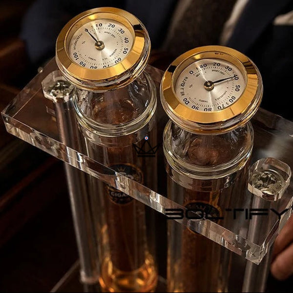 Cigar Infuser Double Tube Glass Hygrometer - INFUSIO TWIN