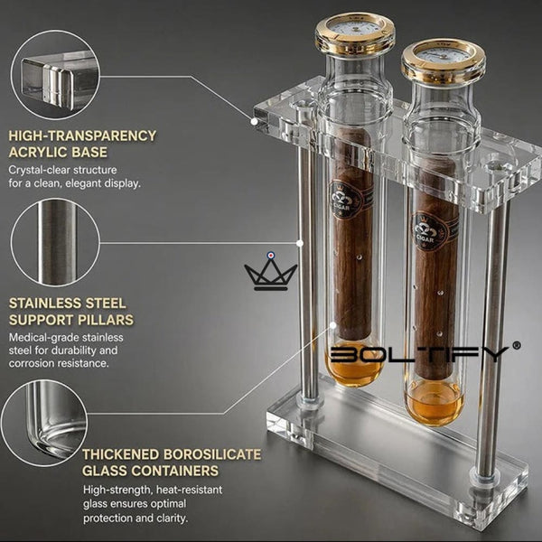 Cigar Infuser Double Tube Glass Hygrometer - INFUSIO TWIN