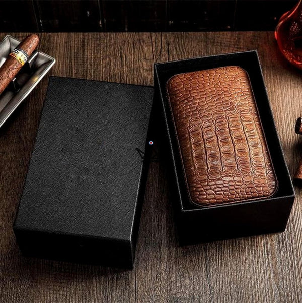 Etui de voyage cuir CLINT CROCO - 6 cigares - Atelier Atypique