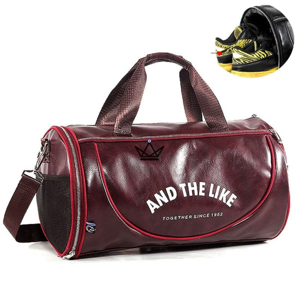 Sac de sport vintage classique rétro cuir bordeau