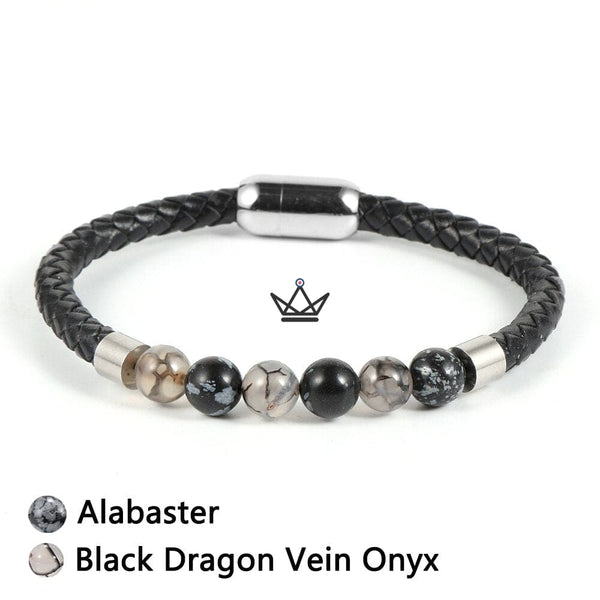 Bracelet en cuir tressé à fermoir magnétique - Leather Pearl - - bracelet - Cadeau, Noël, Anniversaire, Original - Atelier Atypique