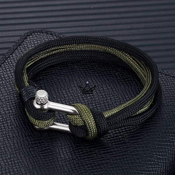 bracelet HADOCK maille cordon marin vert noir