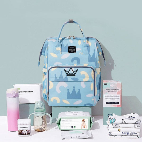 sac a dos de maternité a langer motif minimaliste design mode bleu garcon fille contenance grande