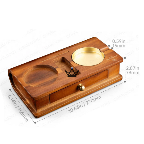 Cendrier Cigare Bois Massif Emplacement Whisky Tiroir - Whisky Butler
