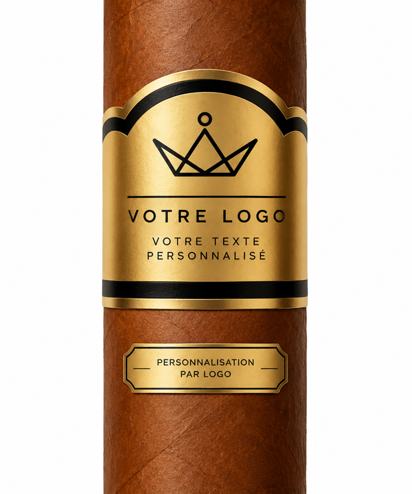 Customizable black and gold cigar bands, hot foil stamping — COAT OF ARMS, 20 rings / Custom Logo