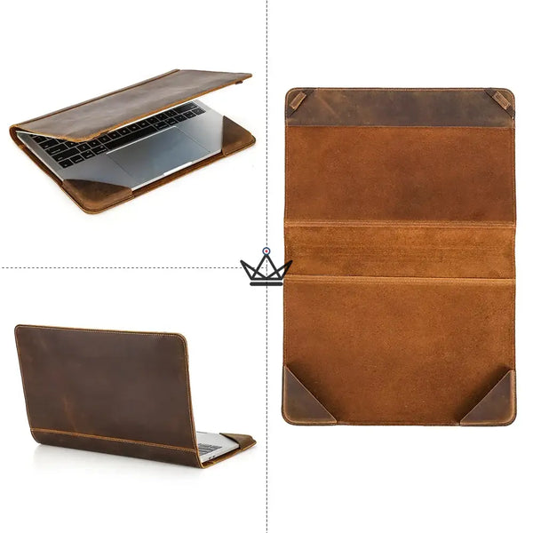 Housse Macbook en Cuir Personnalisable 13" - Voyageur RELIURE