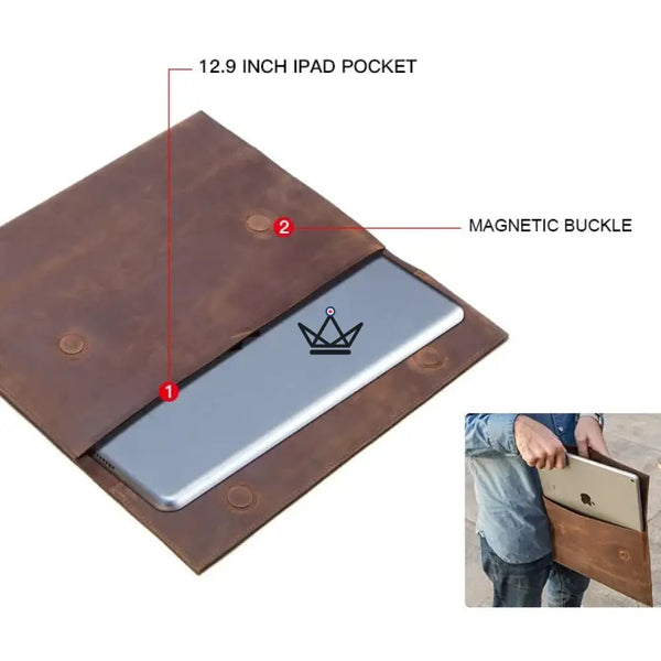 Pochette enveloppe iPad 13" en cuir personnalisable — Voyageur PLI – 13/13
