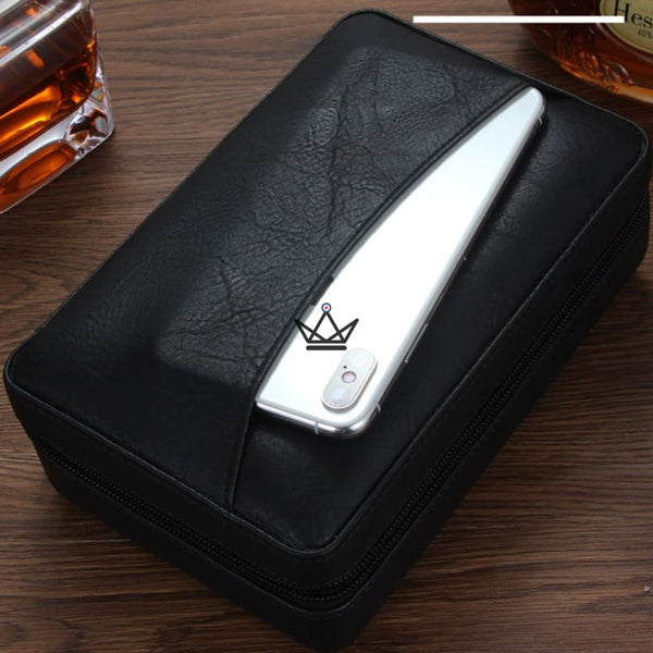 Cave à cigare de voyage en cuir - SOCRATE STYLE -  - cave a cigare - Cadeau, Noël, Anniversaire, Original - Atelier Atypique