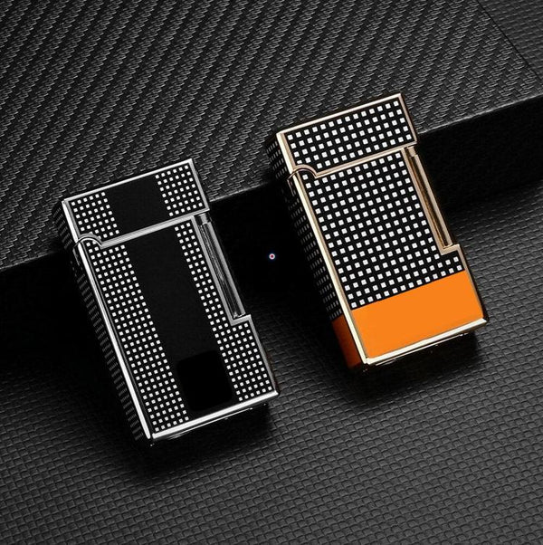 Briquet Chalumeau COHIBA - GAMBIT noir jaune rechargeable silex luxe poincon