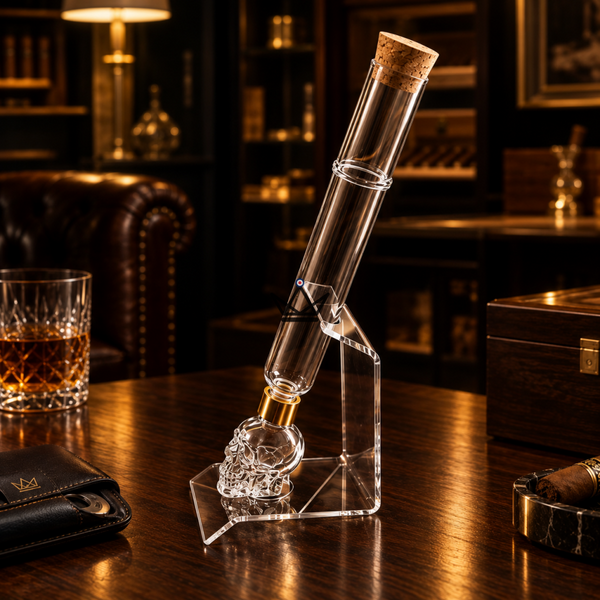 Zigarren-Infuser aus Glas, Totenkopf-Behälter und Ständer — INFUSIO SKULL – 4/8