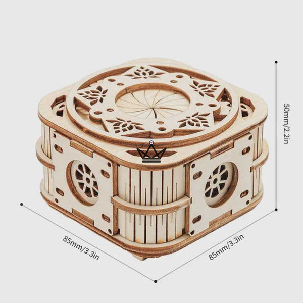 3D-Holzpuzzle Spieluhr mit durchbrochenen Blumenmustern - FLORALIE