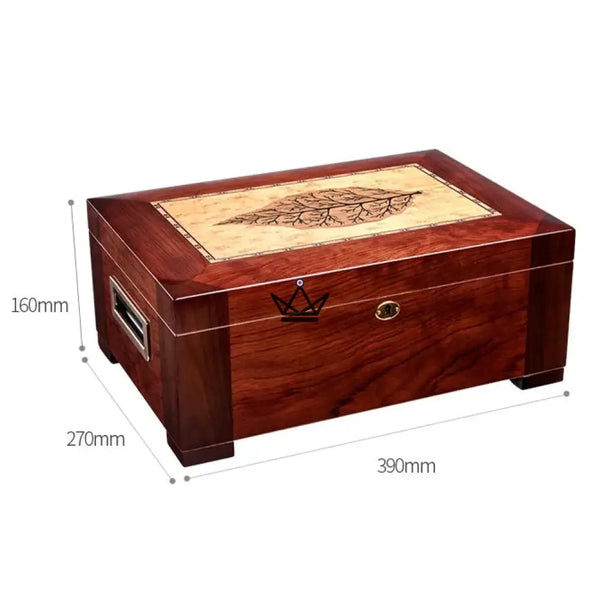 Zigarrenhumidor Zeder Aura – Palisander & Abalone, 100 Zigarren, verstellbare Zederteiler, Goldschloss