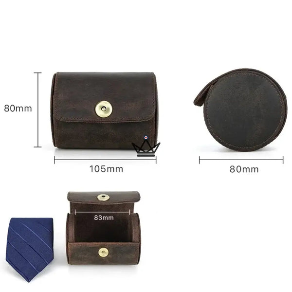 Customizable leather tie case, 1 or 2 ties - ASCOT Traveler