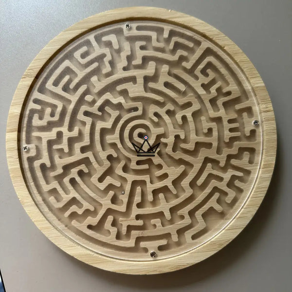 Labyrinthe à bille en bambou, jeu d'adresse rond double face — MÉANDRE
