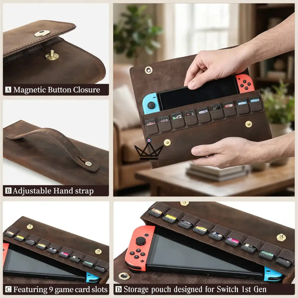 Personalisierbare Lederhülle Nintendo Switch 1. & 2. Generation — REISENDER Mario