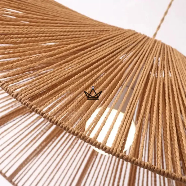Hängeleuchte FOLIA — handgeflochtenes Rattan, Blattform