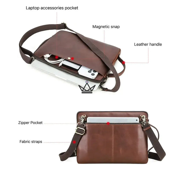 Housse Macbook en Cuir Personnalisable 13" à 14" - Voyageur COURIER