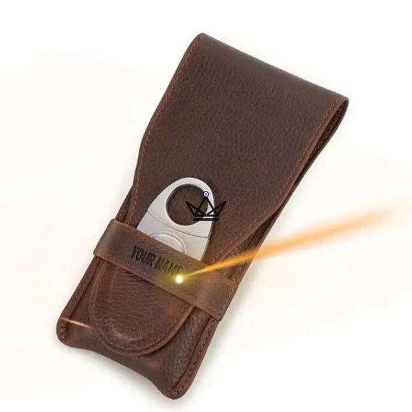 Etui 3 Cigares en cuir personnalisable - Voyageur Pocket -  - etui cigare personnalisable - Cadeau, Noël, Anniversaire, Original, Fête des pères, fête des mères - Atelier Atypique