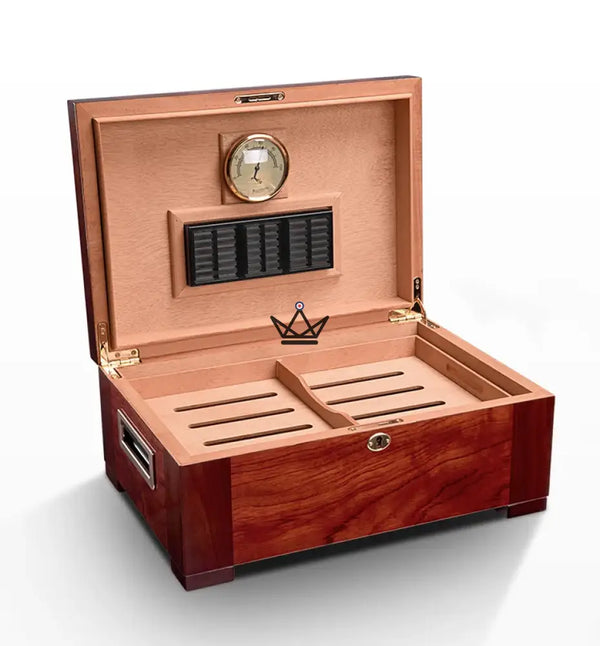 Zigarrenhumidor Zeder Aura – Palisander & Abalone, 100 Zigarren, verstellbare Zederteiler, Goldschloss