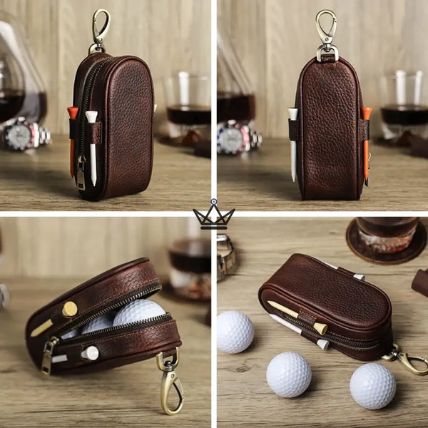 Customizable Leather Golf Ball Case – Links Traveler | 3 Balls, 4 Tees
