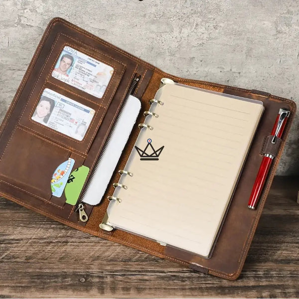 Personalisierbarer A5 Leder-Organizer — VOYAGEUR Notizbuch