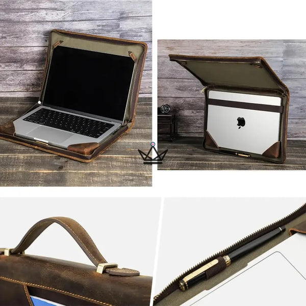 Housse Macbook en Cuir Personnalisable 13"-16" - Voyageur CODEX