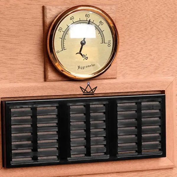Zigarrenhumidor Zeder Aura – Palisander & Abalone, 100 Zigarren, verstellbare Zederteiler, Goldschloss