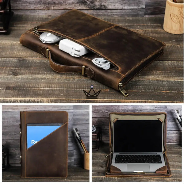 Housse Macbook en Cuir Personnalisable 13"-16" - Voyageur CODEX