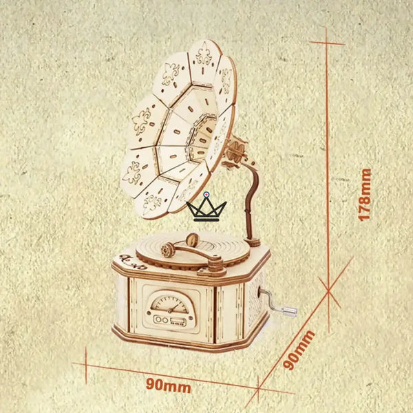 3D-Holzpuzzle Grammophon Spieluhr mit Kurbel - SERENADE
