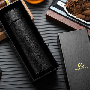 Cave à cigares de voyage ORBAL Edition — cylindrique cuir véritable & cèdre, 5 à 10 cigares, Noir ou Marron