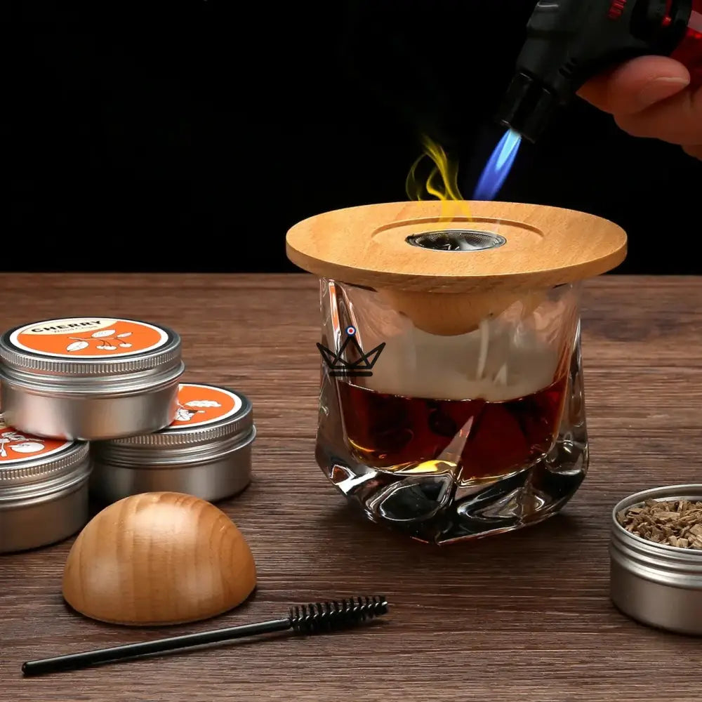 Kit Fumoir à Cocktail Premium Avec Brûleur - 6 Essences De Bois - Idéal Pour Whisky Et Cocktails - Cadeau Parfait
