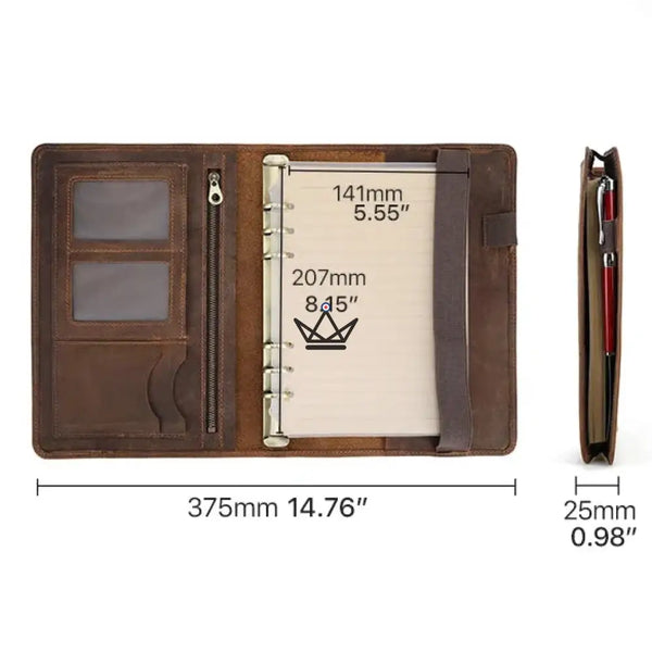 Personalisierbarer A5 Leder-Organizer — VOYAGEUR Notizbuch
