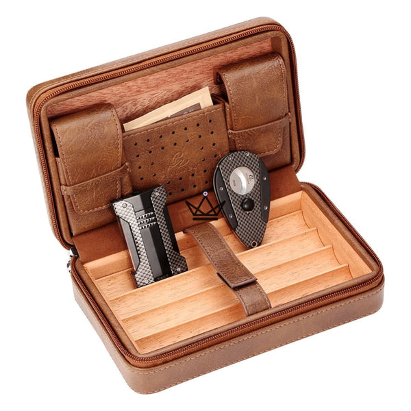 Cave à cigare de voyage en cuir - SOCRATE STYLE -  - cave a cigare - Cadeau, Noël, Anniversaire, Original - Atelier Atypique