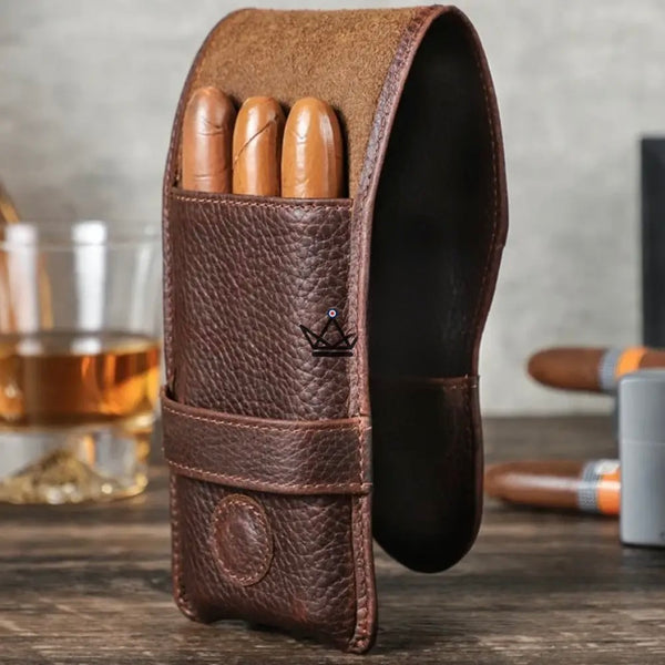 Etui 3 Cigares personnalisable en cuir - Voyageur Pocket