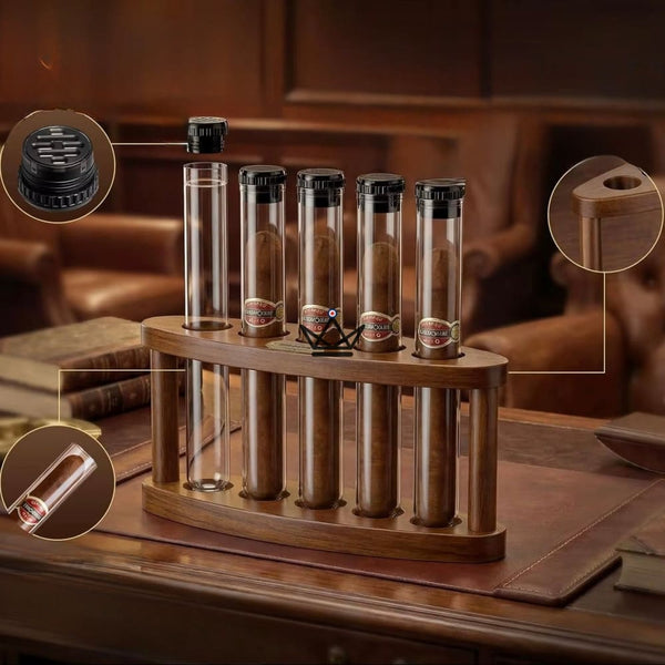 Humidor Quintett Akazienholz – 5 Tuben