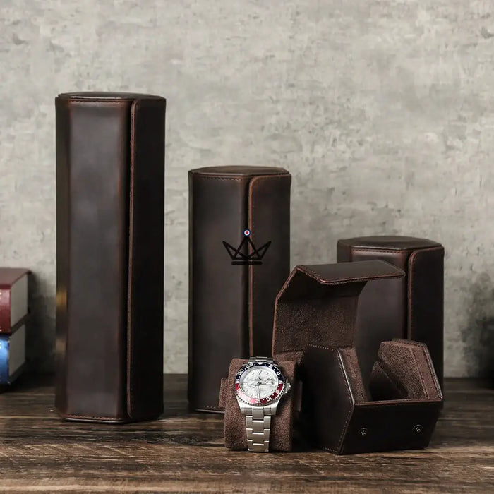Etui de voyage personnalisable pour montre automatique en cuir - Voyageur Hexagone