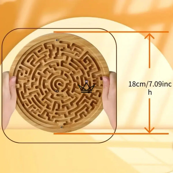 Labyrinthe à bille en bambou, jeu d'adresse rond double face — MÉANDRE