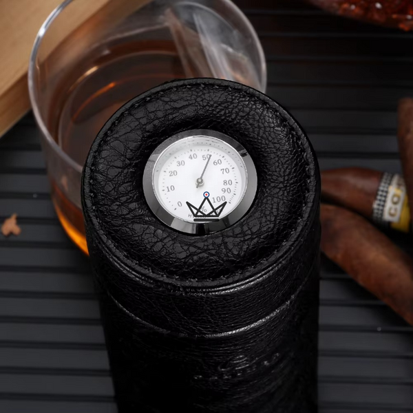 Cave à cigares de voyage ORBAL Edition — cylindrique cuir véritable & cèdre, 5 à 10 cigares, Noir ou Marron