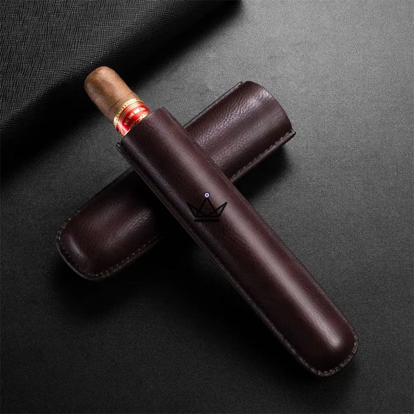 Étui à cigare individuel en cuir de vachette télescopique - SOLITAIRE - ["maj-desc","maj-filtre"] - etui cigare - Cadeau, Noël, Anniversaire, Original, Fête des pères, fête des mères - Atelier Atypique